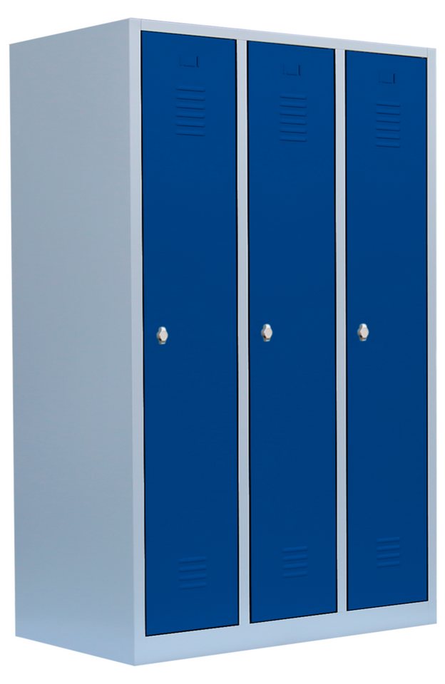 Steelboxx Spind Spind Garderobenschrank - 3 Abteile - 1800 x 1185 x 500 mm (1-St) Komplett verschweißt und montiert von Steelboxx