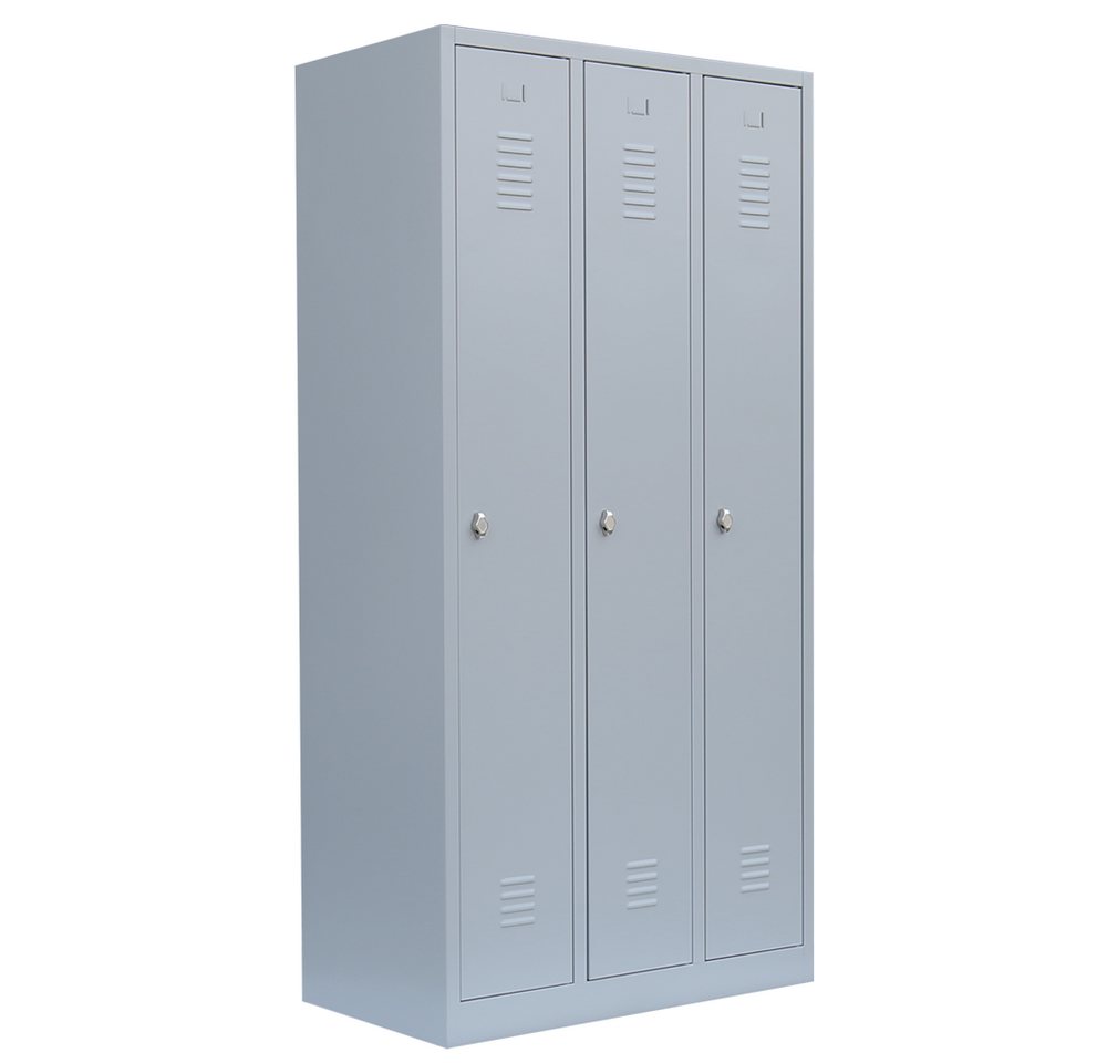 Steelboxx Spind Spind Garderobenschrank - 3 Abteile - 1800 x 885 x 500 mm (1-St) Komplett verschweißt und montiert- keine Montage erforderlich von Steelboxx