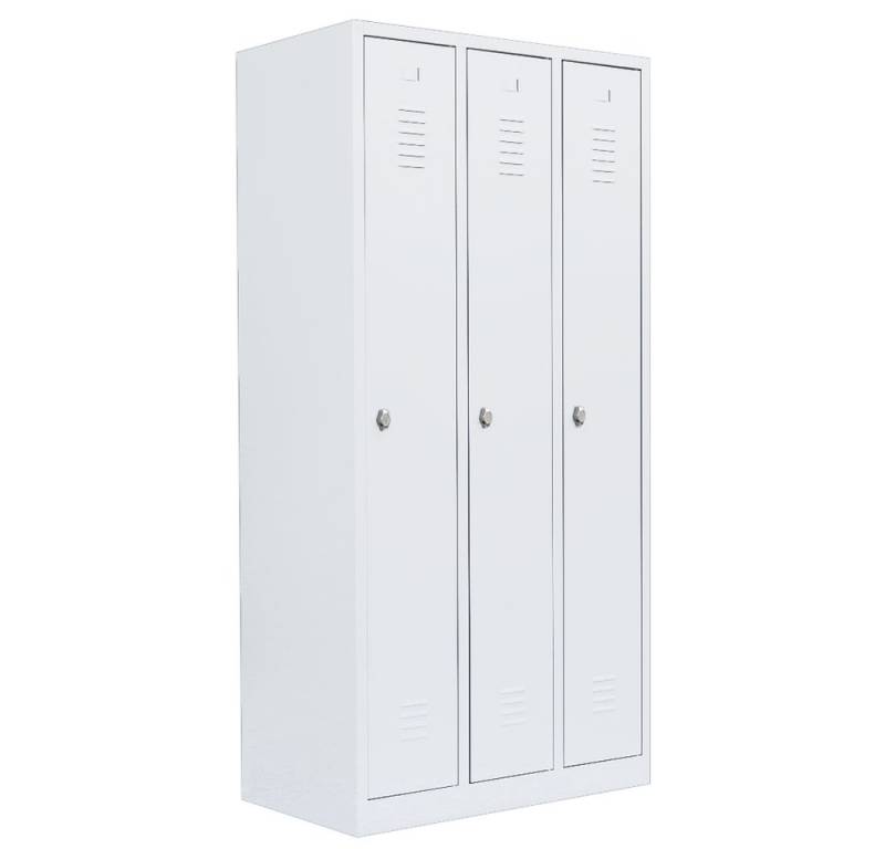 Steelboxx Spind Spind Garderobenschrank - 3 Abteile - 1800 x 885 x 500 mm (1-St) Komplett verschweißt und montiert von Steelboxx