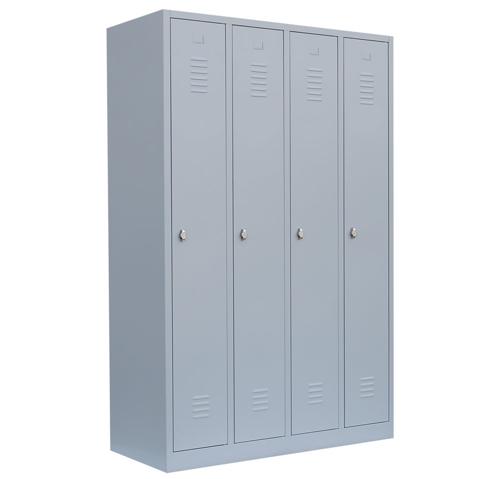 Steelboxx Spind Spind Garderobenschrank - 4 Abteile - 1800 x 1170 x 500 mm (1-St) Komplett verschweißt und montiert von Steelboxx