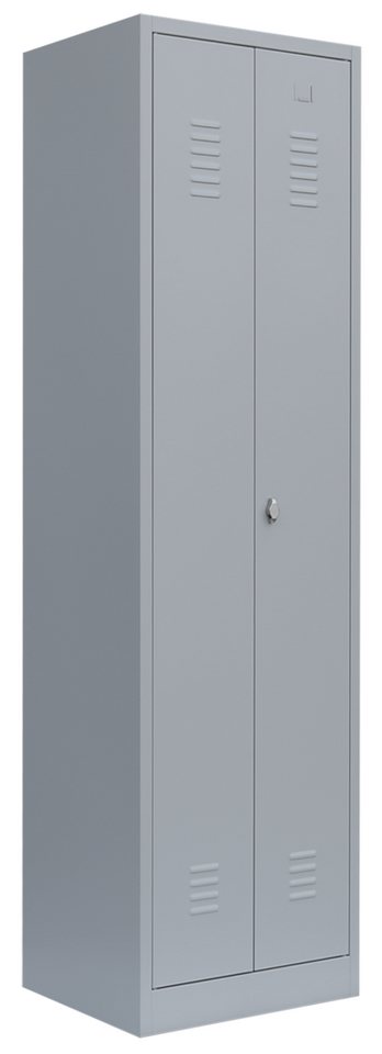 Steelboxx Spind Spind Kleiderschrank Schwarz-Weiss-Trennung 510420 grau (1-St) Komplett verschweißt und montiert von Steelboxx