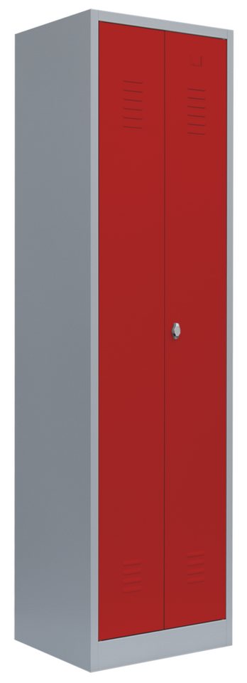 Steelboxx Spind Spind Kleiderschrank Schwarz-Weiss-Trennung rot/grau (1-St) Komplett verschweißt und montiert von Steelboxx