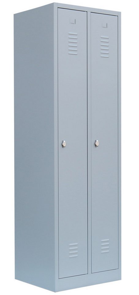Steelboxx Spind Spind Kleiderspind 2 Abteile 180x 50x 50cm grau (1-St) Komplett verschweißt und montiert von Steelboxx