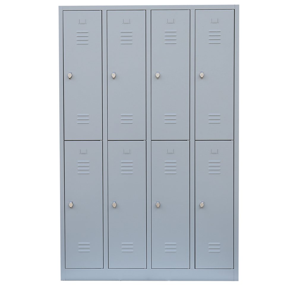 Steelboxx Spind Garderobenschrank, 4 Abteile doppelstöckig, H 1800 x B 1170 x T 500 mm (1-St) Komplett verschweißt und montiert von Steelboxx