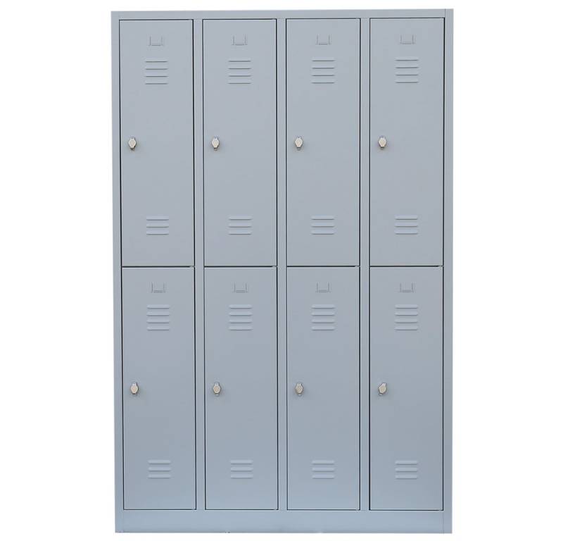 Steelboxx Spind Garderobenschrank, 4 Abteile doppelstöckig, H 1800 x B 1170 x T 500 mm (1-St) Komplett verschweißt und montiert von Steelboxx