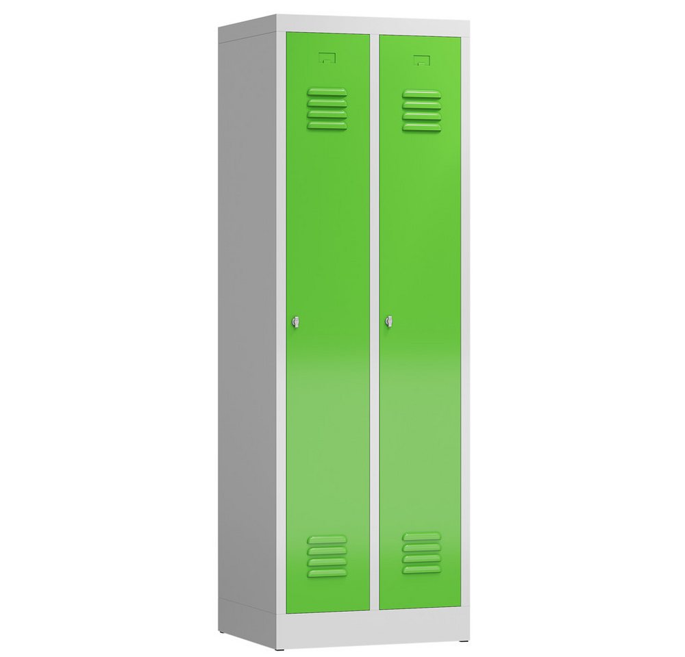 Steelboxx Spind mit 2 Abteilen Kleiderspind Spindschrank 180x59x50cm (1-St) Komplett verschweißt und montiert keine Montage erforderlich von Steelboxx