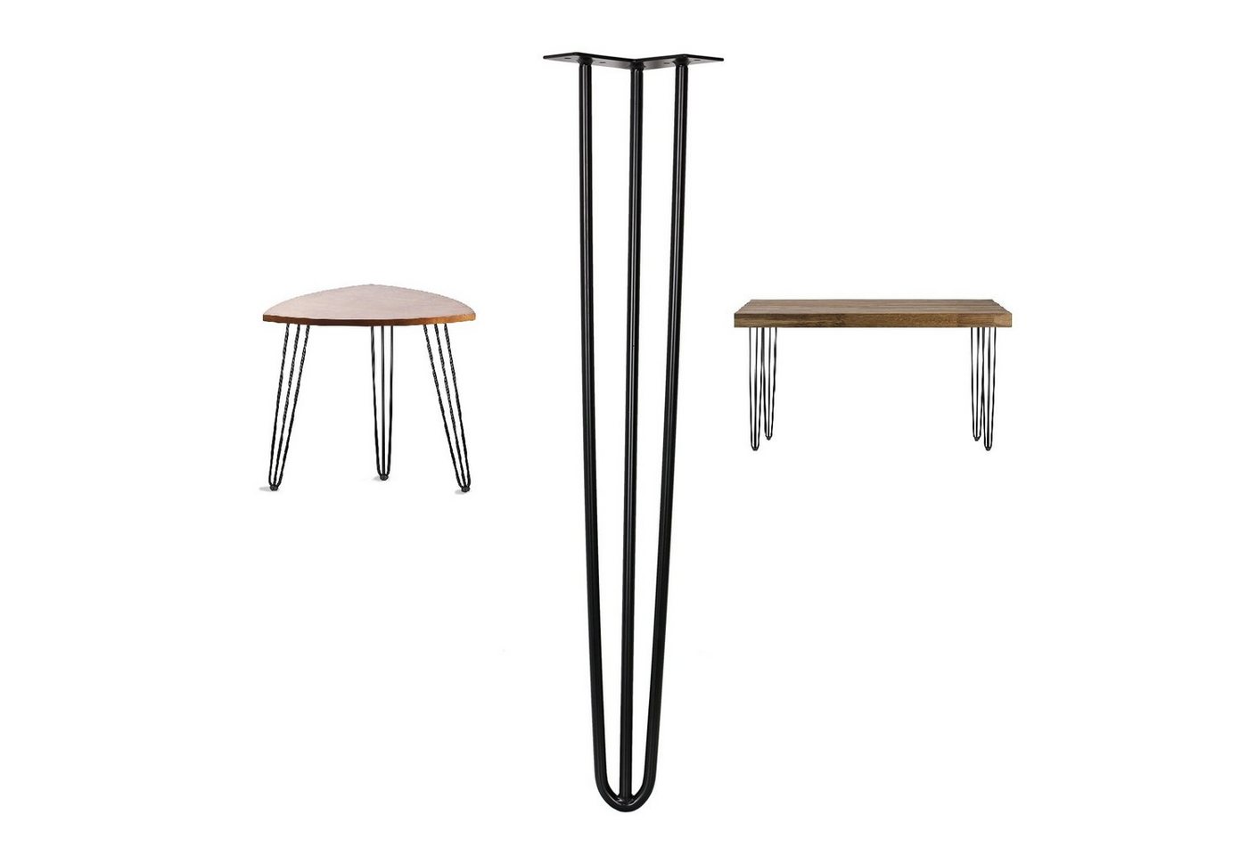 Steelboxx Tischbein Hairpin Legs Haarnadelbeine Tischgestell Tisch Kufe 4er Set Schwarz, Lieferumfang: 4 x Tischbeine, 4 x Bodenschoner, Schrauben von Steelboxx