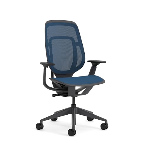 Karman Steelcase Ergonomischer Bürostuhl, höhenverstellbarer Stuhl mit Baltic-Blau Bezug von Steelcase