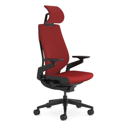 Steelcase Gesture Ergonomischer Bürostuhl mit 360° Armlehnen, 3D-Live Back Lumbalstütze, anpassbarer Kopfstütze Scarlet/Rot von Steelcase