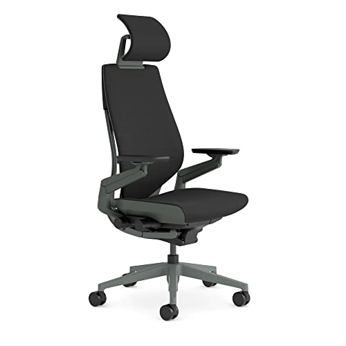 Steelcase Gesture Ergonomischer Bürostuhl mit 360° Armlehnen, 3D-Live Back Lumbalstütze, anpassbarer Kopfstütze Onyx Schwarz von Steelcase