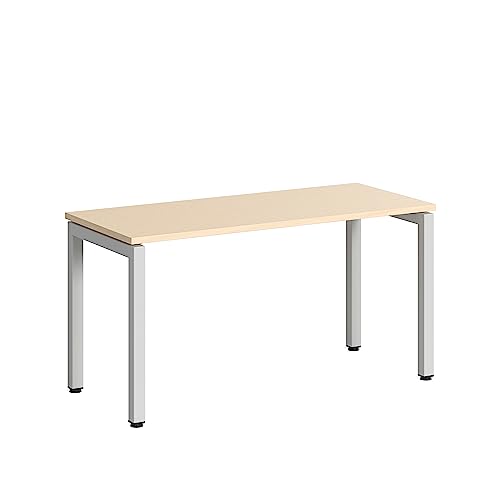 Steelcase Ottima Portico Homeoffice-Schreibtisch in fixer Höhe, Melamin-Tischplatte in der Ausführung Klare Eiche und Gestell in der Farbe Pearl Snow, einfache Montage (140 x 60 cm) von Steelcase