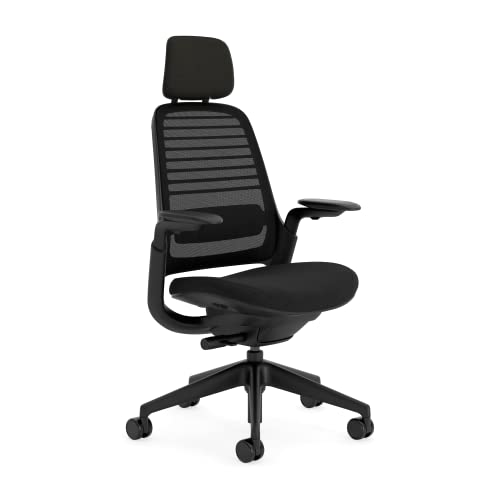 Steelcase Series 1 Ergonomischer Bürostuhl mit LiveBack Lumbalstütze, 4D-Armlehnen, anpassbarer Kopfstütze Onyx Schwarz, 66 x 64 x 112 von Steelcase