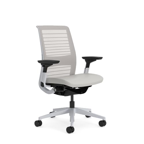 Steelcase Think Glow Up Ergonomischer Bürostuhl mit LiveBack Lumbalstütze, 4D-Armlehnen, nachhaltigem Design Möwengrau /Frost von Steelcase