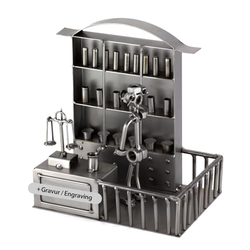 Steelman24 I Schraubenmännchen Apotheker Mit Persönlicher Gravur I Made in Germany I Handarbeit I Geschenkidee I Stahlfigur I Metallfigur von Steelman24