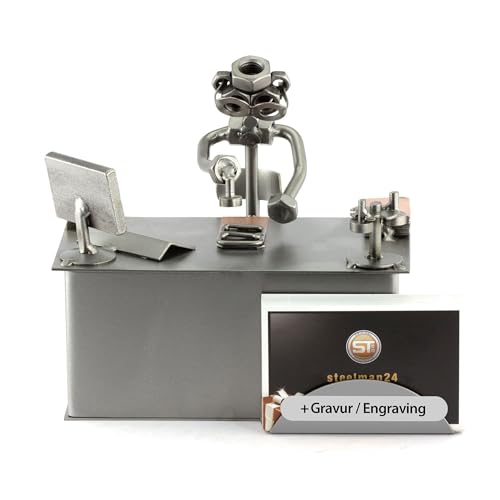 Steelman24 I Schraubenmännchen Beamter Mit Visitenkartenhalter Mit Persönlicher Gravur I Made in Germany I Handarbeit I Geschenkidee I Stahlfigur I Metallfigur Steelman24 I Schraubenmännchen Beamter Mit Visitenkartenhalter Mit Persönlicher Gravur I Made in Germany I Handarbeit I Geschenkidee I Stahlfigur I Metallfigur von Steelman24