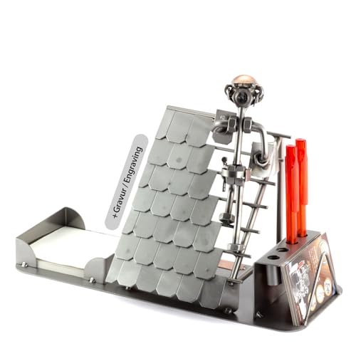 Steelman24 I Schraubenmännchen Dachdecker Büro Mit Persönlicher Gravur I Made in Germany I Handarbeit I Geschenkidee I Stahlfigur I Metallfigur von Steelman24