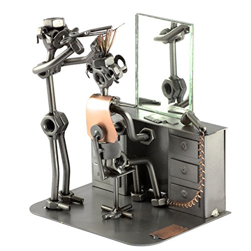 Steelman24 I Schraubenmännchen Friseur mit Spiegel I Made in Germany I Handarbeit I Geschenkidee I Stahlfigur I Metallfigur I Metallmännchen von Steelman24