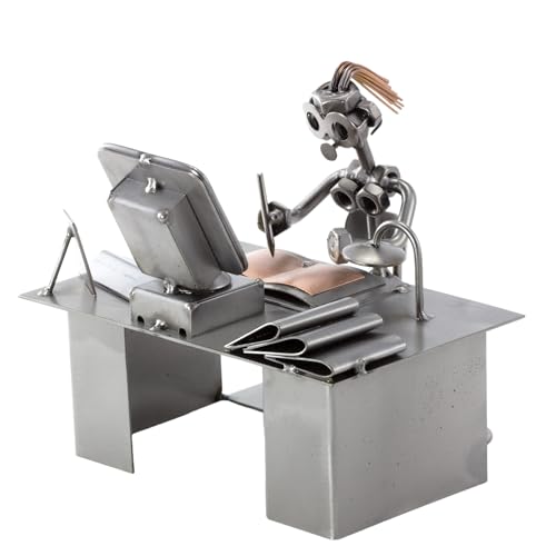 Steelman24 I Schraubenmännchen PC Computer (Frau) mit Visitenkartenhalter & persönlicher Gravur I Made in Germany I Handarbeit I Geschenkidee I Stahlfigur I Metallfigur I Metallmännchen von Steelman24