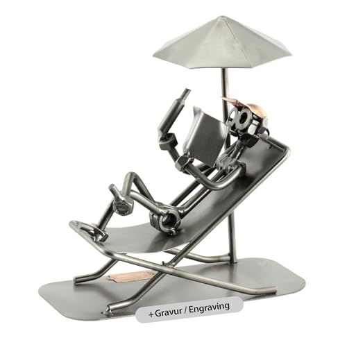 Steelman24 I Schraubenmännchen Urlauber Mit Persönlicher Gravur I Made in Germany I Handarbeit I Geschenkidee I Stahlfigur I Metallfigur von Steelman24