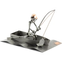 Schraubenmännchen Angler Mit Boot - Original Steelman24 Metallskulptur Das Perfekte Geschenk von Steelman24DE