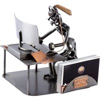 Schraubenmännchen Call Center Agentin Mit Visitenkartenhalter - Original Steelman24 Metallskulptur Das Perfekte Geschenk von Steelman24DE