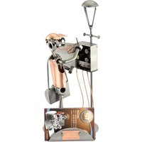 Schraubenmännchen Elektriker Mit Blitz Visitenkartenhalter - Original Steelman24 Metallskulptur Das Perfekte Geschenk von Steelman24DE