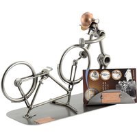 Schraubenmännchen Fahrradmechaniker Mit Visitenkartenhalter - Original Steelman24 Metallskulptur Das Perfekte Geschenk von Steelman24DE