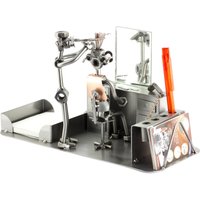 Schraubenmännchen Friseur Mit Büro - Original Steelman24 Metallskulptur Das Perfekte Geschenk von Steelman24DE