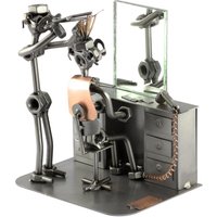 Schraubenmännchen Friseur Mit Spiegel - Original Steelman24 Metallskulptur Das Perfekte Geschenk von Steelman24DE