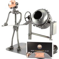 Schraubenmännchen Häuslebauer Mit Visitenkartenhalter - Original Steelman24 Metallskulptur Das Perfekte Geschenk von Steelman24DE