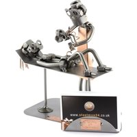 Schraubenmännchen Hebamme Mit Visitenkartenhalter - Original Steelman24 Metallskulptur Das Perfekte Geschenk von Steelman24DE