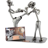 Schraubenmännchen Kickboxer Mit Visitenkartenhalter - Original Steelman24 Metallskulptur Das Perfekte Geschenk von Steelman24DE