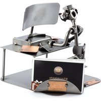 Schraubenmännchen Programmierer Mit Visitenkartenhalter - Original Steelman24 Metallskulptur Das Perfekte Geschenk von Steelman24DE