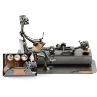 Schraubenmännchen Psychologe Mit Visitenkartenhalter - Original Steelman24 Metallskulptur Das Perfekte Geschenk von Steelman24DE