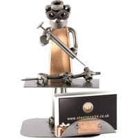 Schraubenmännchen Tierarzt Mit Hund Visitenkarten-Halter - Original Steelman24 Metallskulptur Das Perfekte Geschenk von Steelman24DE