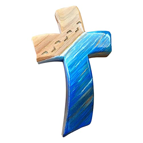 Steelwingsf Holzkreuz DIY kreative handgefertigte Wandkreuz Ornament für Büro blau von Steelwingsf