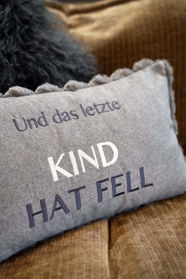 Steen Design Kissenhüllen Kissenhülle - DAS LETZTE KIND HAT FELL - grau von Steen Design