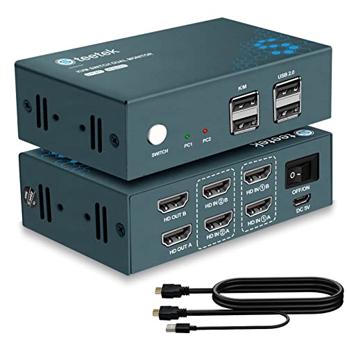 HDMI KVM Switch 2 Monitore, Steetek USB2.0 4K@30Hz 2 PC 2 Monitor Switch, HDMI1.4, HDCP1.4, KVM Switch 2 PC 2 Monitore mit Kombi-Kabel, Button Switch und Hotkey Switch HDMI KVM Switch 2 Monitore, Steetek USB2.0 4K@30Hz 2 PC 2 Monitor Switch, HDMI1.4, HDCP1.4, KVM Switch 2 PC 2 Monitore mit Kombi-Kabel, Button Switch und Hotkey Switch von Steetek