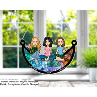 Besties Forever, Beste Freunde Sitzen Auf Dem Mond, Personalisierter Sonnenfänger Zum Aufhängen Am Fenster, Geschenk Für Sistas, Schwester von StefanieGiftsStore