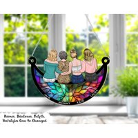 Personalisierte Fenster Hängende Suncatcher-Verzierung, Mutter, Kinder, Die Auf Dem Mond Sitzen, Muttertagsgeschenke Von Kindern, Schwiegertochter von StefanieGiftsStore