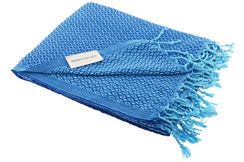 Stefano Ferrante Bird Eye Special Hamamtuch Saunatuch Pestemal Fouta Strandtuch Badetuch Handtuch Baumwolle Backpacker 100x180 cm (türkis/blau) von Stefano Ferrante