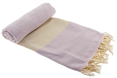 Stefano Ferrante ELMAS Hamamtuch Saunatuch Pestemal Fouta Strandtuch Badetuch Handtuch Baumwolle Backpacker 100x180 cm (Flieder) von Stefano Ferrante