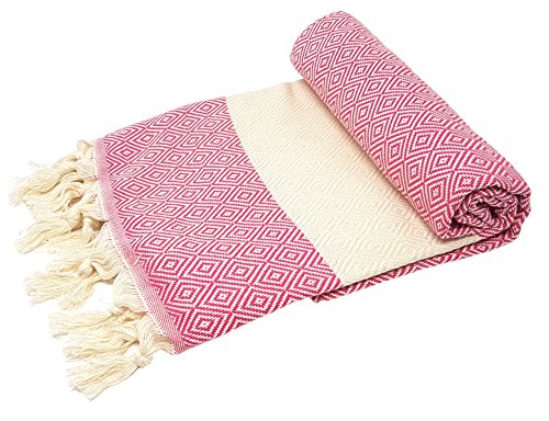 Stefano Ferrante ELMAS Hamamtuch Saunatuch Pestemal Fouta Strandtuch Badetuch Handtuch Baumwolle Backpacker 100x180 cm (Pink) von Stefano Ferrante