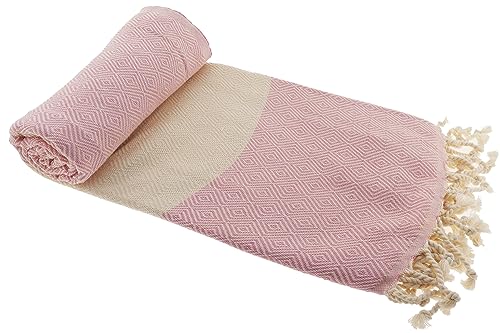 Stefano Ferrante ELMAS Hamamtuch Saunatuch Pestemal Fouta Strandtuch Badetuch Handtuch Baumwolle Backpacker 100x180 cm (Rosa) von Stefano Ferrante