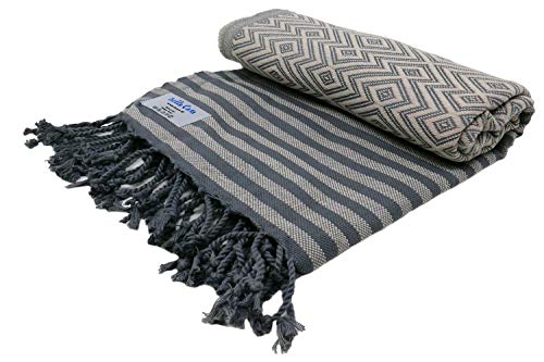 Stefano Ferrante KELIM LUX Hamamtuch Saunatuch Pestemal Fouta Strandtuch Badetuch Handtuch Baumwolle Backpacker 100x180 cm (Beige) von Stefano Ferrante