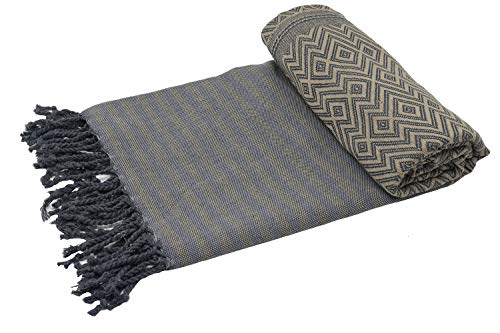 Stefano Ferrante KELIM LUX Hamamtuch Saunatuch Pestemal Fouta Strandtuch Badetuch Handtuch Baumwolle Backpacker 100x180 cm (Braun) von Stefano Ferrante