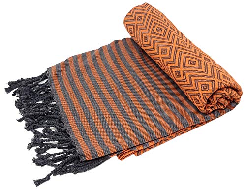 Stefano Ferrante KELIM LUX Hamamtuch Saunatuch Pestemal Fouta Strandtuch Badetuch Handtuch Baumwolle Backpacker 100x180 cm (Kupfer) von Stefano Ferrante