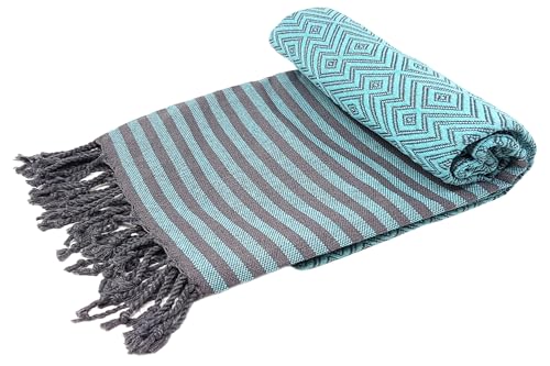 Stefano Ferrante KELIM LUX Hamamtuch Saunatuch Pestemal Fouta Strandtuch Badetuch Handtuch Baumwolle Backpacker 100x180 cm (Mint) von Stefano Ferrante
