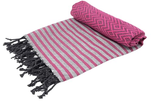 Stefano Ferrante KELIM LUX Hamamtuch Saunatuch Pestemal Fouta Strandtuch Badetuch Handtuch Baumwolle Backpacker 100x180 cm (Pink) von Stefano Ferrante