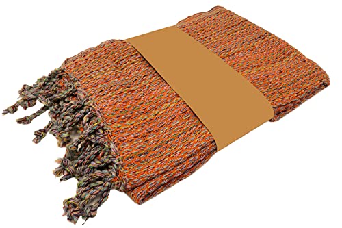 Stefano Ferrante Multicolour Hamamtuch Saunatuch Pestemal Fouta Strandtuch Badetuch Handtuch Baumwolle Backpacker 100x180 cm (Orange) von Stefano Ferrante